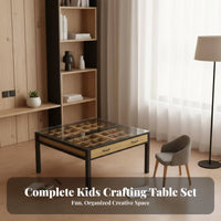 Kids Crafting Table and Chair Set Multifunctional Design Children's Crafting Table with Storage Sturdy Structure children's Craft Desk with Storage