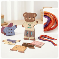 Bear Lacing Board with Cords Hand-Eye Coordination Bear Threading Toy Child-Led Toy Fine Motor Skills Learning for Preschoolers