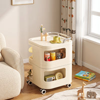2-Tier Rolling Cart Compact 2 Tier Rolling Cart Multi-Functional Trolley for Bedroom, Nursery
