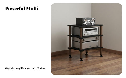 Sturdy & Long-Lasting Multi-Layer High-Fidelity Equipment Rack Heavy Duty Mobile Audio Component Shelf Easy Assembly Adjustable Shelf Audio Stand Solid Wood Frame for Audiophiles, Home Theater Enthusiasts, Listening Room, Office