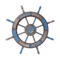 Ship Wheel with Rope Distressed Ship Wheel Rustic for Entryway, Cafe
