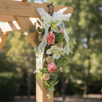 Artificial Flower Swag Realistic Look Hanging Floral Arrangement door Artificial Flower Teardrop Swag for Farmhouse