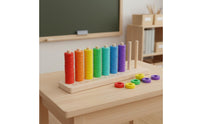 Multicolor Circular Stacker Stacking Toy Early Education Wooden Disc Stacker Quality Wood Stacking Toy for Preschoolers, Classroom