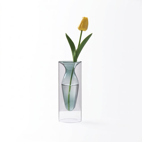 Double Layer Glass Vase, Nordic Style Geometric Ornament