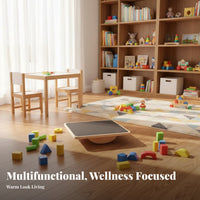 Sturdy Wood Construction Wooden Balance Board Supports Full-Body Workouts Non-Slip Wobble Board Floor-Friendly Base Core Strength Instructor 360-Degree Rotation for Children, Beginners, Seniors, Home Gym, Stretching Exercises