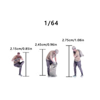 3 Pieces 1/64 Scale Worker Figurines Realistic Details for Hobbyists, Collectors