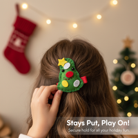 Christmas Velvet Bow Hair Clip with Antlers and Stockings