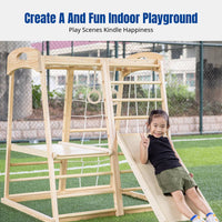 Indoor Climbing Frame for Kids, Multifunctional Tactile Training Set, Foldable Slide & Hanging Seat Combo