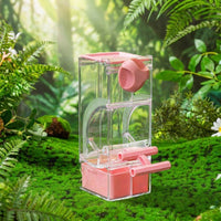 Parrot Feeder and Automatic Bird Food Dispenser with Perch, Anti-Spill Cage Feeder for Medium and Small Parrots, External Food Feeder