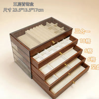 5-Layer Walnut Wood Grain Jewelry Storage Box