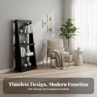 Foldable Ladder Shelf Vintage and Design Book Display Shelf Folding Design Space-Saving for Renters, Homeowners, Living Room