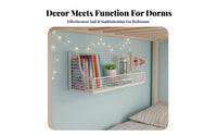 Drillwithout Drilling Installation Bedside Organizer with Hooks Space-Saving 2-Tier Floating Shelf Versatile Use Wall-Mounted Rack Double-Layered Design for Dorm Residents, Teenagers, Apartment Dwellers, Small Areas, Bedroom, Office