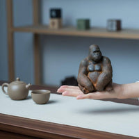 Seated Gorilla Statue Rust Finish Gorilla Figurine Retro Distressed