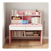 1 Piece Children Study Desk with Hutch Kids Desk and Chair Set Children Activity Table Homework Station Sturdy Artificial Board Rounded Edges Suitable for Gift Giving Home Decoration Study Room
