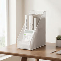 Magazine Holder with Front Compartment Metal Mesh File Holder Sturdy Desktop File Organizer for Professionals