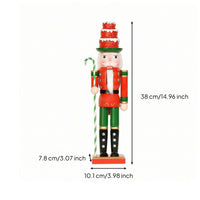 Nutcracker with Candy Cane Hand-Painted Wooden Nutcracker Festive Statue for Christmas Display, Shelf