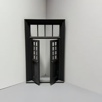 1:12 BJD娃娃屋微缩窗户模型 迷你家俱 手工DIY 可双开关合大门