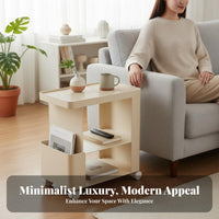 2-Tier Rolling Side Table Space-Saving Mobile Furniture sturdyDuty for Students