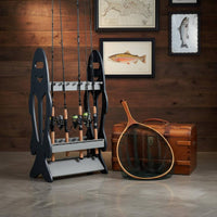 Fish-Shaped Rod Rack Stable Standing Base Lure Rod Storage Rack Anti-Fall Edge Fishing Pole Stand for Fishermen, Tackle Room, Garage