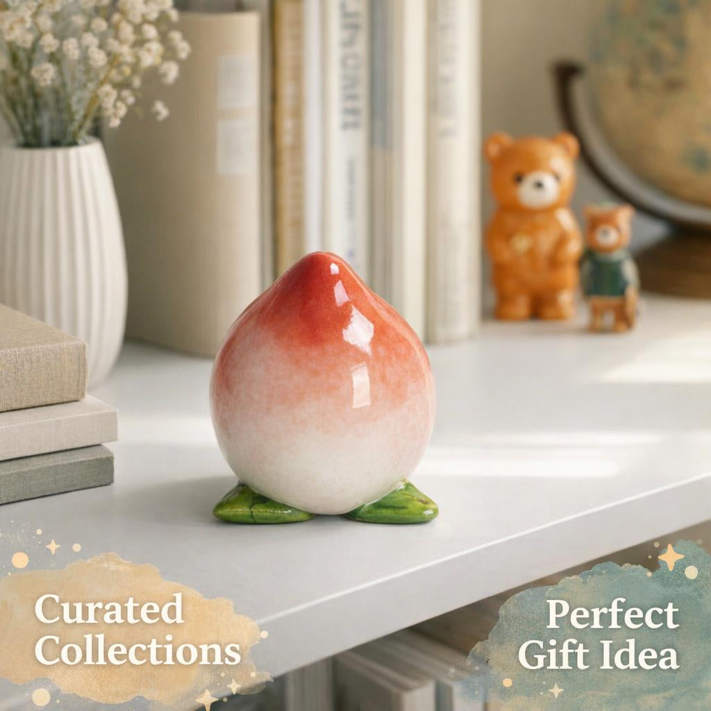 Ceramic Fruit Figurines Home Decoration, Hand-Painted Fruit Sculpture for Desk, White Porcelain Fruit Statues for Gifts