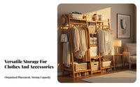 Multi-Functional Clothes Hanging Rack Multifunctional Freestanding Clothes Rack with Shelves Multiple Storage Areas Accessible Wardrobe with Hanging Sturdy & Long-Lasting for Apartment Dwellers, Homeowners, Students, Bedroom, Cloakroom, Entryway