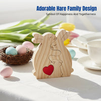 Wooden Hare Family Game Set, Hand-Carved Hardwood Decor, Modern Minimalist Accent, Easter Gift