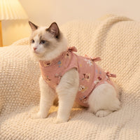 Cat Recovery Suit with Tie Straps, Sleeveless Turtleneck Spay Recovery Suit, Post Surgery Cat Suit, Casual Cat Wear for Post-Surgery Recovery