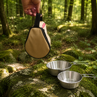 4 Pack Camping Bowls, 304 Grade Steel Outdoor Bowls with Handbag, Lightweight Travel Bowls for Picnic, Barbecue & Hiking
