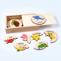 Interlocking Wooden Puzzle Set Early-Learning Puzzle with Storage Box Interactive Educational Toy Screen-Screenless for Preschoolers