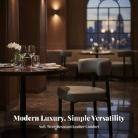 Upholstered Side Chair with Curved Backrest Minimalist Design Kitchen Seating Comfortable Padded Seat Anti-Slip Feet