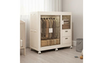 Installation-No-Tools Foldable Clothes Wardrobe Large Capacity Drawer Design Plastic Closet Heavy Duty Portable Clothing Cabinet Adjustable Shelves for Babies, Nursery
