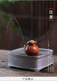 宜兴紫砂茶宠喷水青蛙钱袋摆件创意茶玩福袋布袋聚宝盆具配件可养