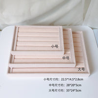 Jewelry Storage Tray with Pearl Velvet, Beige-Pink, for Rings, Earrings, Bracelets, Display