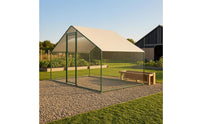 Covered Avian Pen Mesh Metal Chicken Coop Peaked Roof Avian Coop for Outdoors