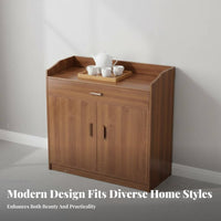 Coffee Bar Cabinet Freestanding Accent Cabinet Dining Room Buffet Cabinet Storage Cabinet with Drawers Thickened Fiberboard Raised Guardrail Suitable for Kitchen Entryway