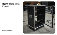 Mobile Audio Rack Locking Casters Mobile Equipment Case Removable Front and Rear Doors Rolling Audio Rack for Artists, DJs, Live Performance, Stage