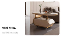 Mobile C-Shaped Table Movable with casters Living Room Furniture Rolling Casters Sturdy Construction for distant Workers