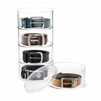 Transparent Acrylic Belt Storage Box, Stackable Cylindrical Display Case for Belts, Jewelry, or Watches