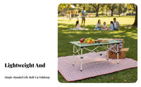 Foldable Design Folding Camping Table Carry Bag Included Portable Roll-up Table Sturdy & Stable Camp Equipment Tool-Tool-Less Assembly for Campers, Picnickers, Families, Street Market, Beach, Backyard, Fishing