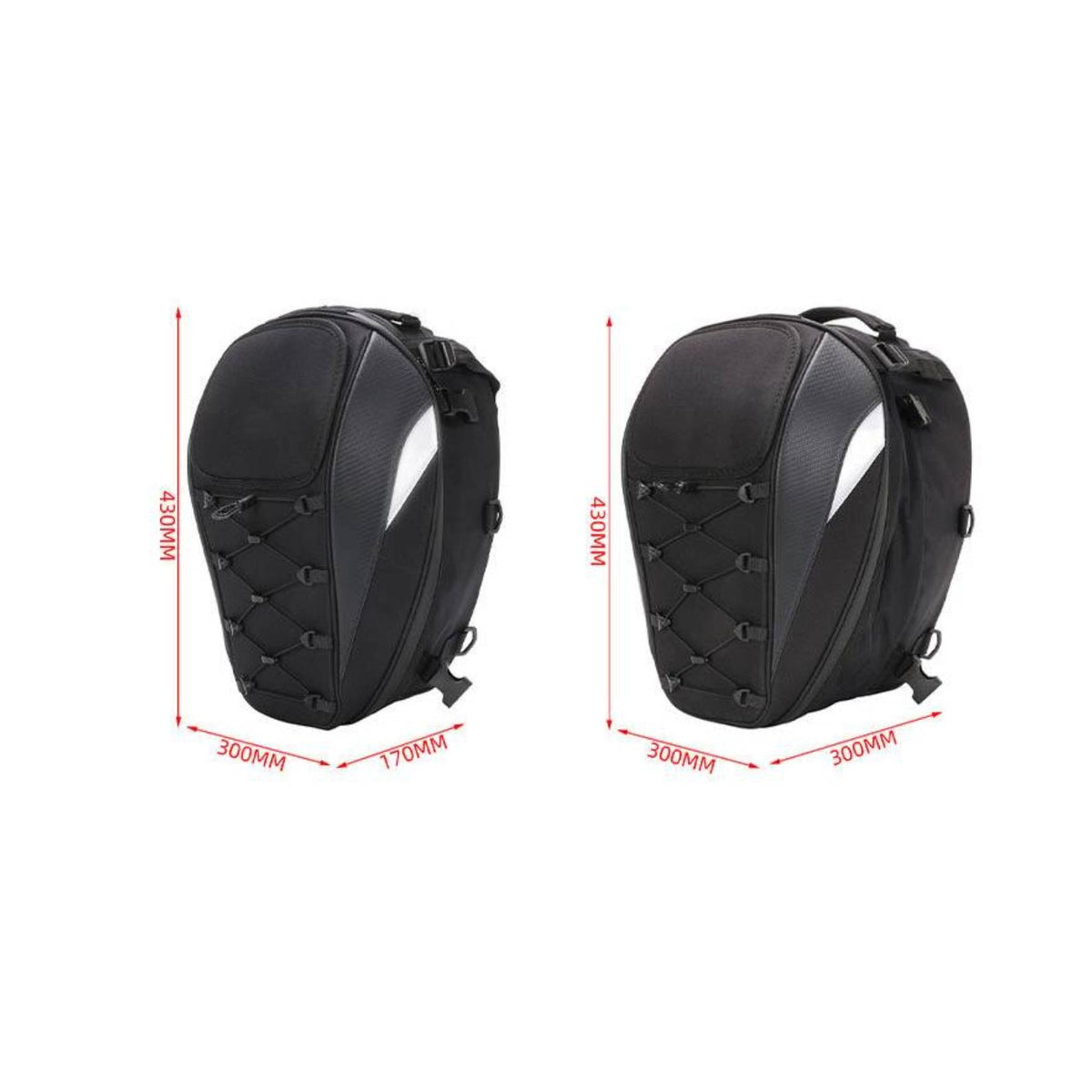 Structured Motorcycle Tail Bag with Reflective Strips Weather-Ready Tail Bag with Reflective Strip Long-Lasting Luggage Portable for Commuters