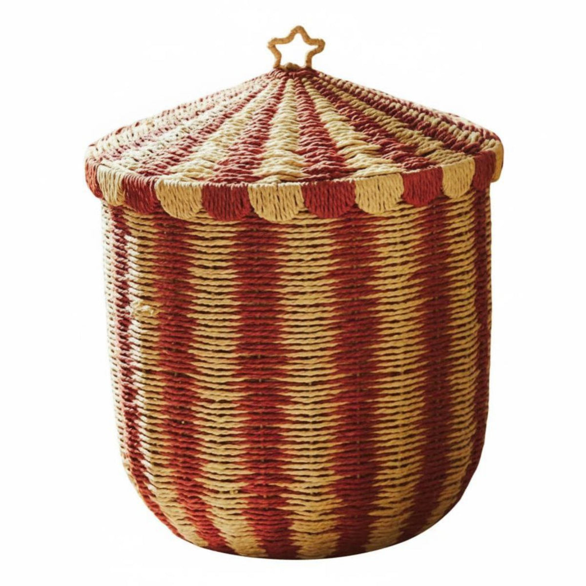 Round Lidded Container Built-in Handles Coiled Rope Basket with Cover for children