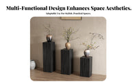 pure Wood Carbonized Square Log Block Wabi-Sabi Design Plant Stand Rustic Aesthetic Accent Table Multi-Functional for Home Decorators, Homeowners, Entryway, Living Room, Bedroom, Balcony