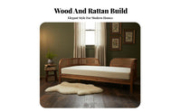 durable Wood Frame Woven rear Settee Natural Rattan Arms Sofa Nordic design Living Room Furniture Minimalist Design for Interior Designers, Apartment Dwellers, Reception Area, Lounge, study alcove, Sunroom