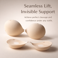 Breast Pads Sticky Bra with Push Up Padding for Women, Invisible Round Shape for Wedding Dress and Strapless Tops, Nylon Boobtapes