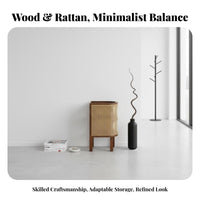 Semi-Circular Rattan End Table Wabi-Sabi Aesthetic Nightstand Nordic Aesthetic