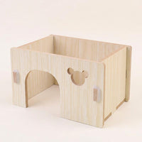 Solid Wood Hamster House, Single Room Wooden Hamster Hideaway with Round Hole Entrance, Syrian Dwarf Habitats Decor for Resting and Sleeping