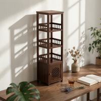 Storage Rack Cabinet Tall Display Rack with Cabinet Freestanding for Hallway