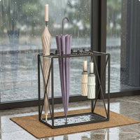 Metal Umbrella Stand Compact Water-Collecting Tray Umbrella Stand Space Saving