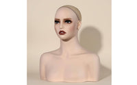 Mannequin Head with Shoulders Solid Hairpiece Display Head Elegant Look Accessory Earrings Necklace Display Bust