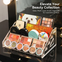 Eyeshadow Display Stand, Clear Acrylic Multi Tier Cosmetic Rack, Retail for Nail Salon, Makeup Organizer
